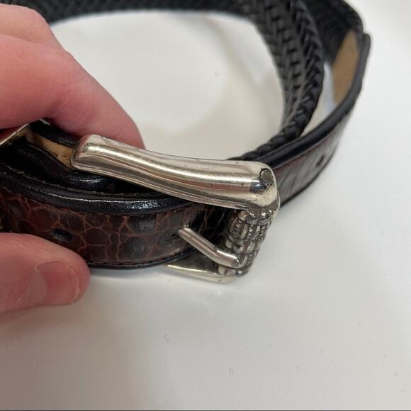 Brighton Black Snakeskin Print Silver Belt Size M/L 32 - Picture 5 of 7